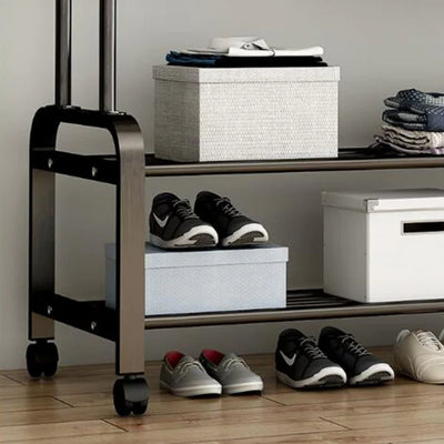 Support de Vêtements 2-en-1 avec Étagère à Chaussures