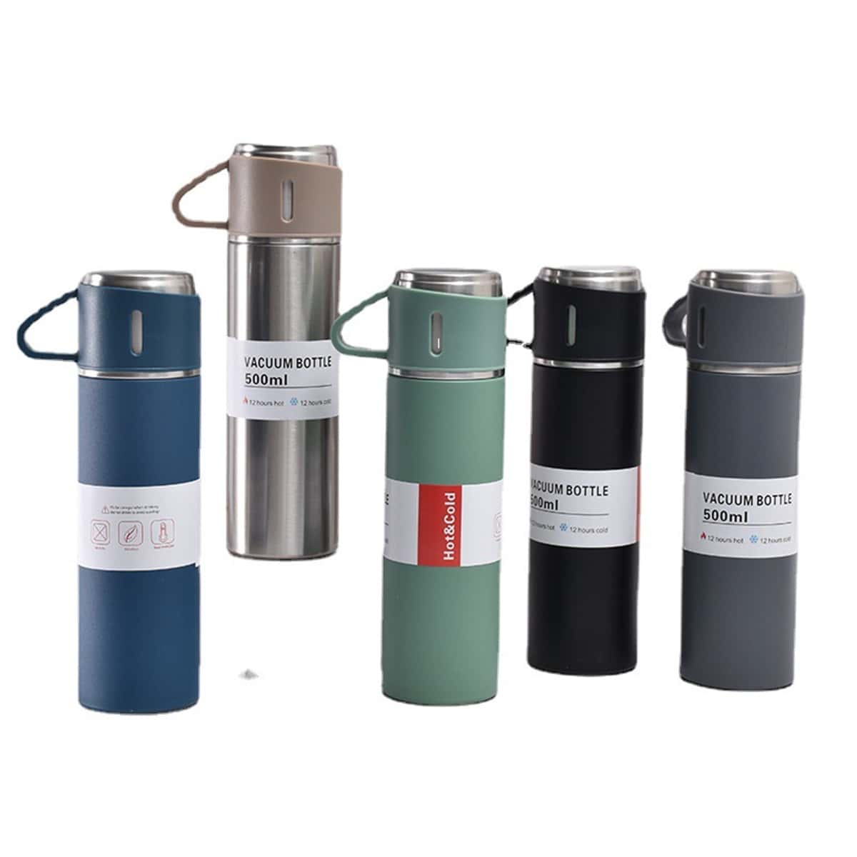 طقم ترموس عازل + 3 أكواب – للحفاظ على الحرارة والبرودة