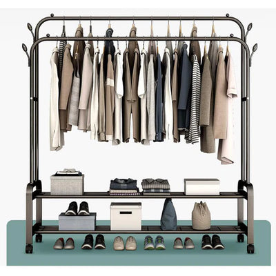 Support de Vêtements 2-en-1 avec Étagère à Chaussures