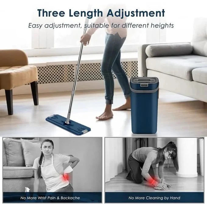 Vadrouille Plate Rotative 360° avec Seau Auto-Essoreur – 7 Tampons Microfibre TK