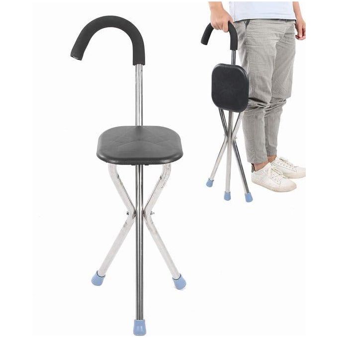 عكّاز قابل للطي مع مقعد مدمج – 2-في-1