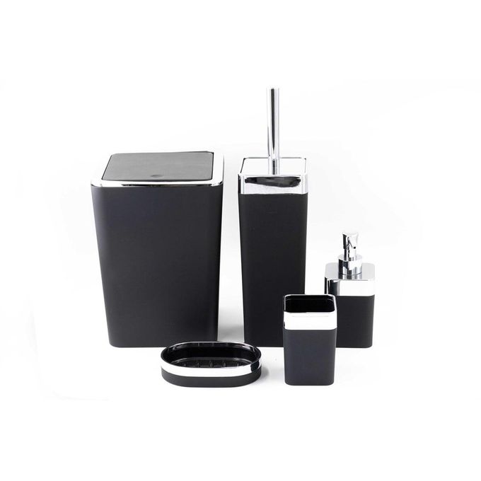 Ensemble d’accessoires de salle de bain luxe – 6 pièces noires