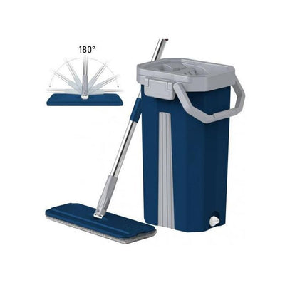 Vadrouille Plate Rotative 360° avec Seau Auto-Essoreur – 5 Tampons Microfibre