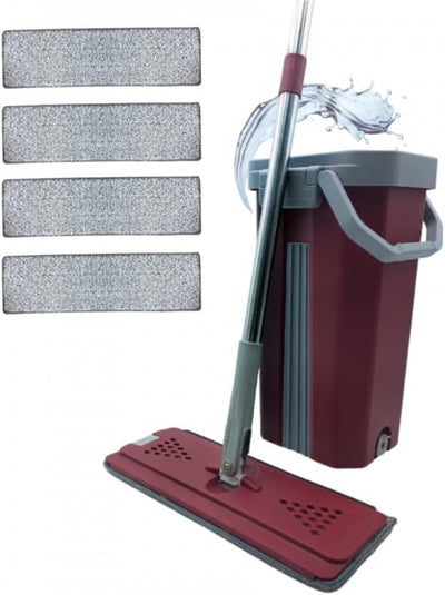 Balai-Serpillère avec Seau d’Essorage + 4 Serpillères