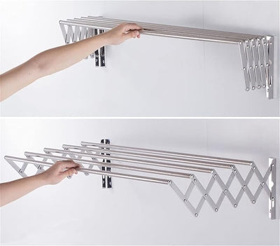 🧺✨ منشر ملابس جداري قابل للتمديد – الحل العصري لتوفير المساحة وتجفيف الملابس بسهولة