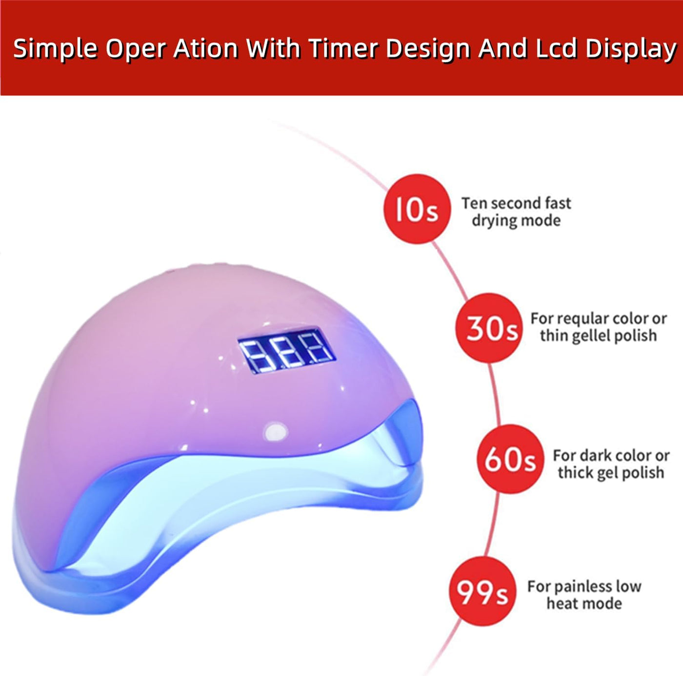 Lampe LED / UV 48W Professionnelle – Grand Format pour Manucure & Pédicure Rapide