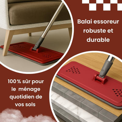 Balai-Serpillère avec Seau d’Essorage + 4 Serpillères