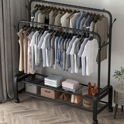 Support de Vêtements 2-en-1 avec Étagère à Chaussures