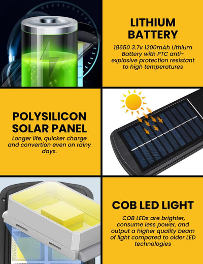 Lampe Solaire Extérieure à Télécommande &amp; Détecteur de Mouvement – Étanche IP65