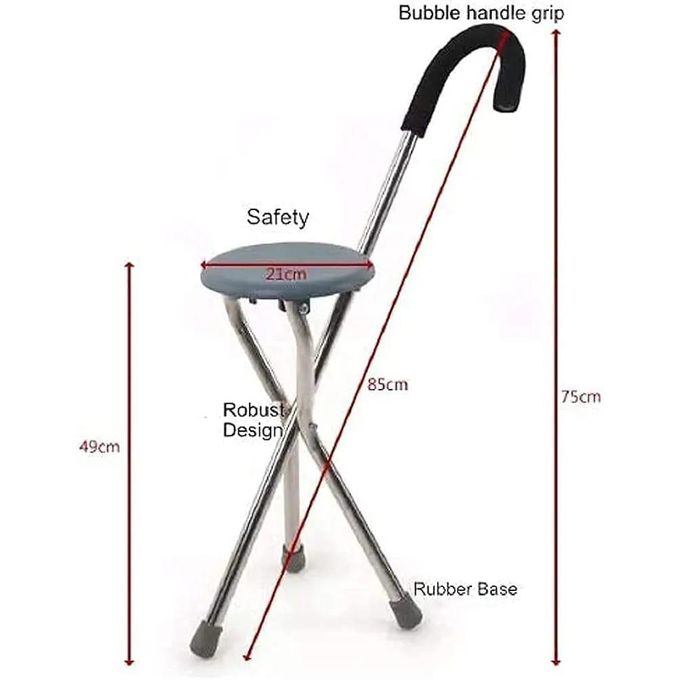 عكّاز قابل للطي مع مقعد مدمج – 2-في-1