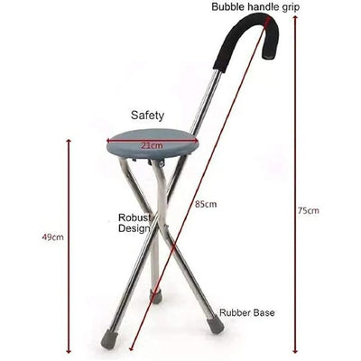 عكّاز قابل للطي مع مقعد مدمج – 2-في-1
