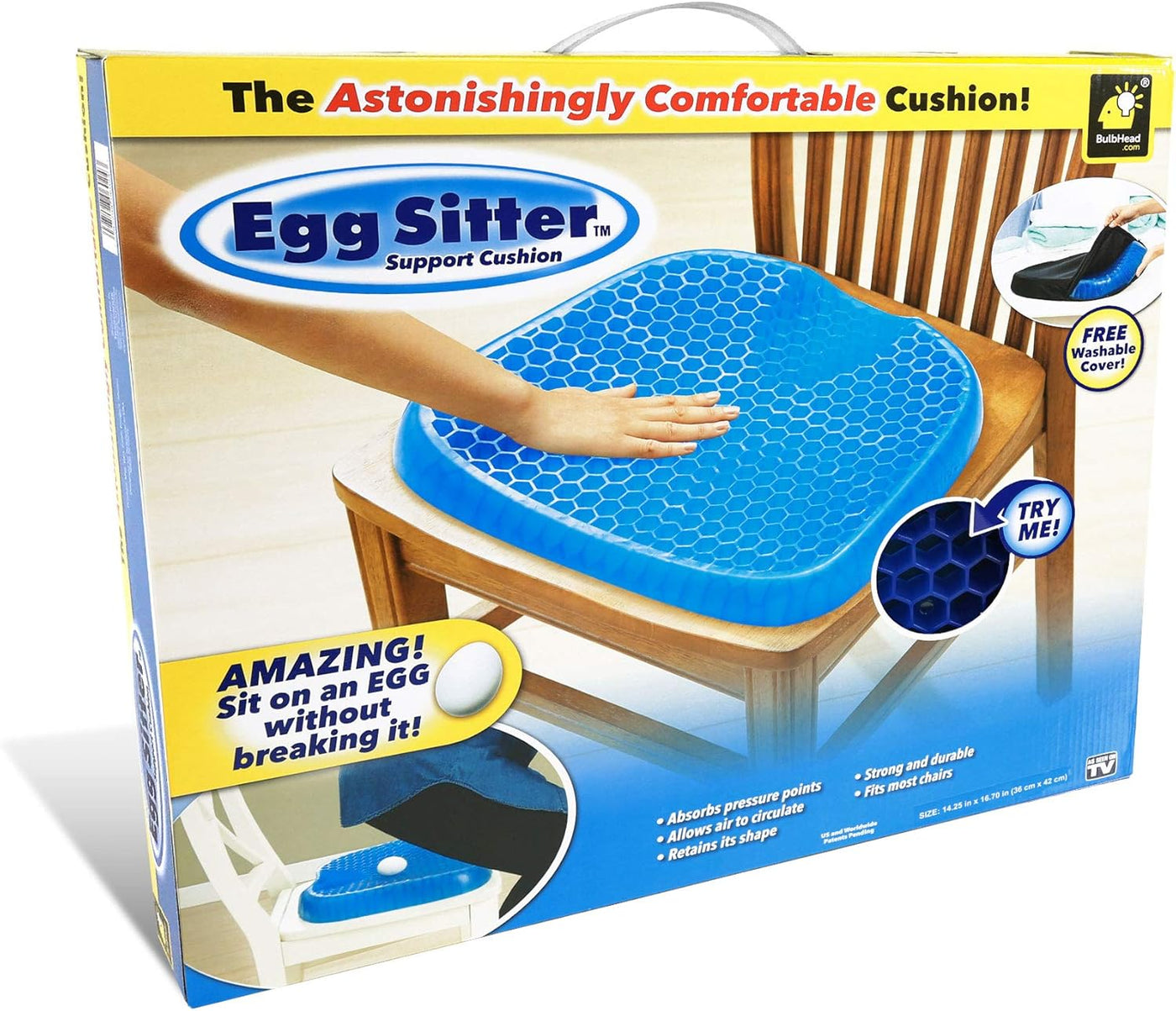 وسادة لراحة الجلوس “Egg Sitter” — جل تنفّسي وشكل قرص العسل (TK)