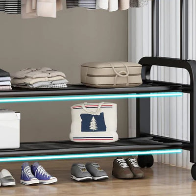 Support de Vêtements 2-en-1 avec Étagère à Chaussures