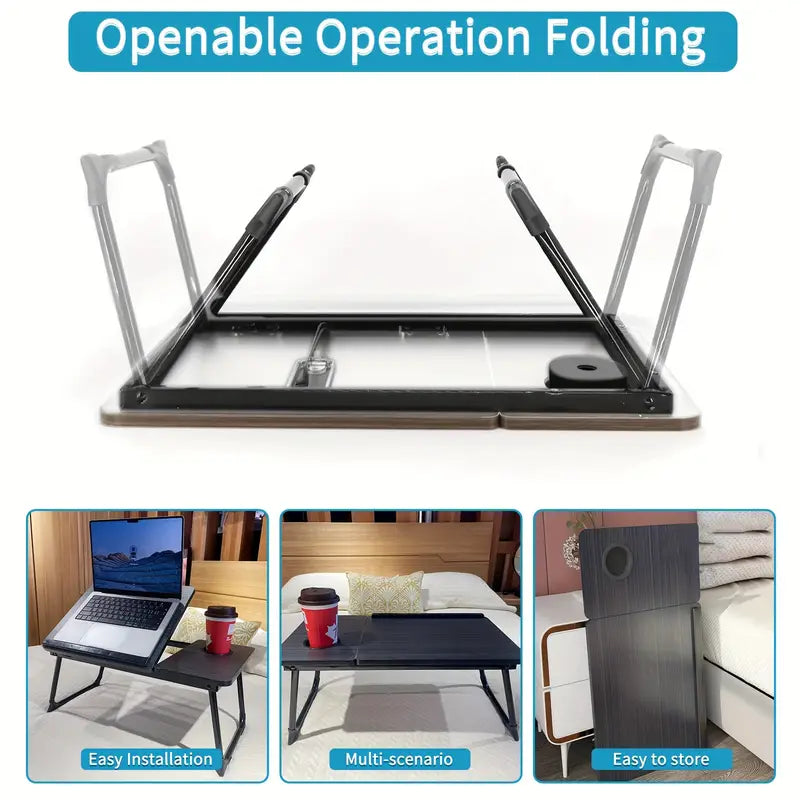 Table Pliante Réglable Multifonction – Bureau Portable Ergonomique avec Porte-Gobelet