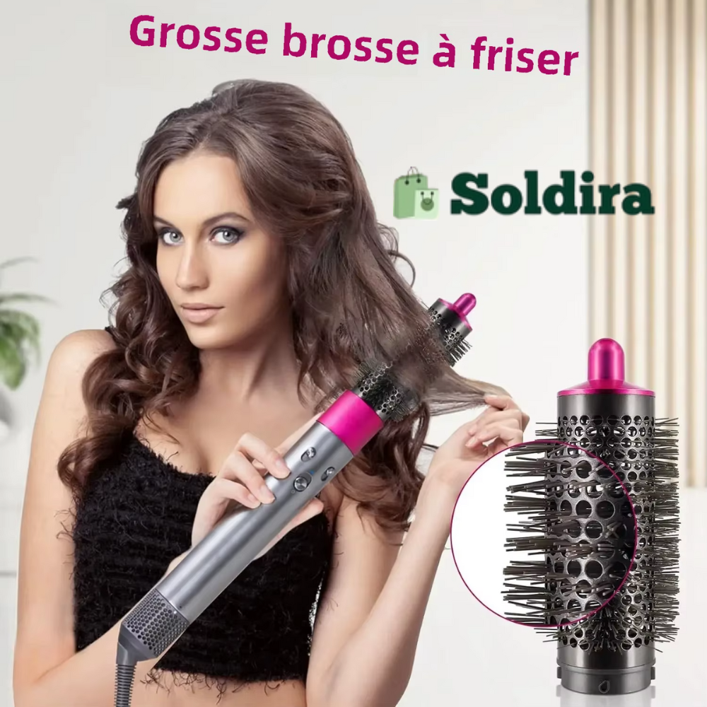 Sèche-Cheveux Professionnel 5 en 1 – Peigne à Air Chaud, Fer à Boucler et Lisseur