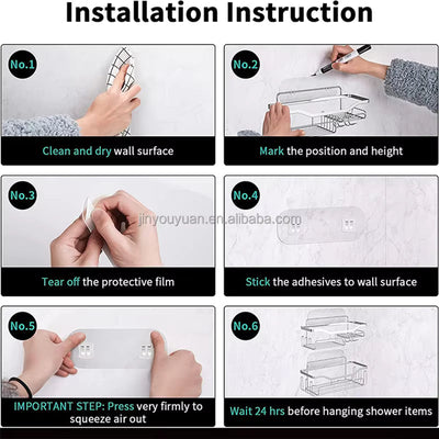 Ensemble de 5 Étagères Murales de Douche