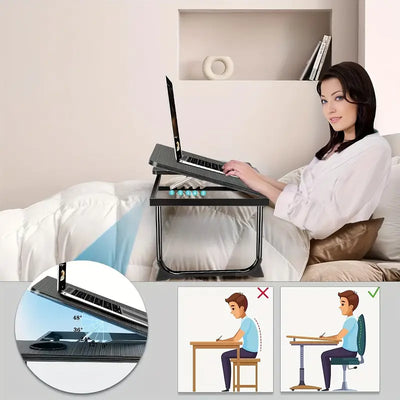 Table Pliante Réglable Multifonction – Bureau Portable Ergonomique avec Porte-Gobelet