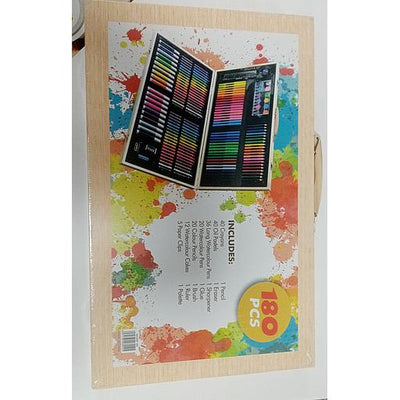 طقم تلوين خشبي فاخر – 180 قطعة للإبداع بلا حدود