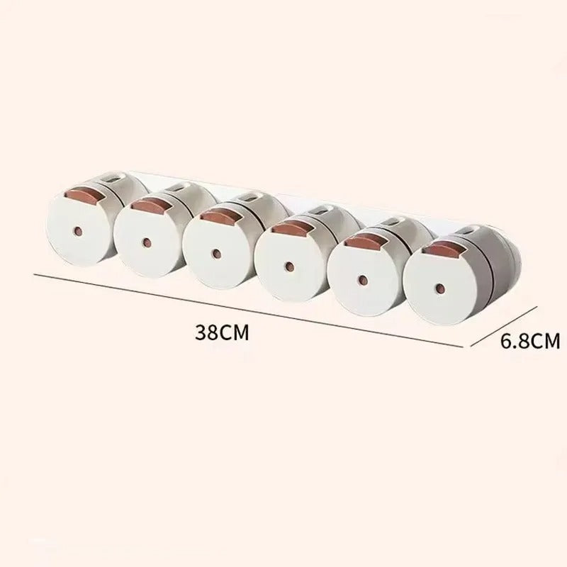 🌿✨ Distributeur mural rotatif d’épices 6 en 1 – Organisation élégante et pratique pour votre cuisine !