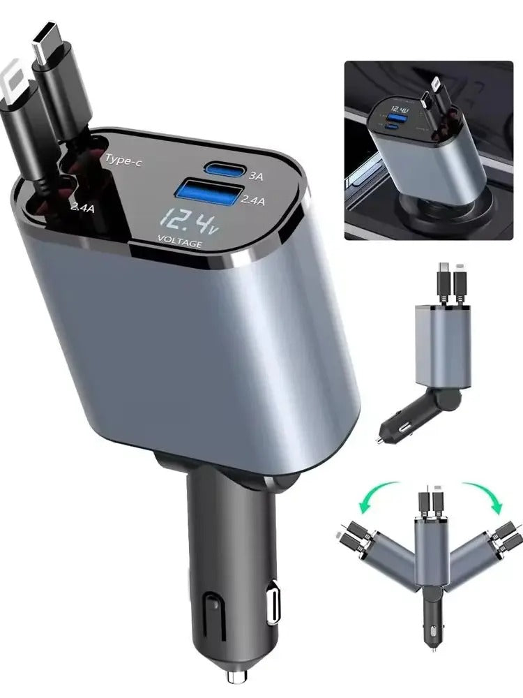 ⚡🚗 Chargeur de voiture intelligent 4-en-1 – Puissant, rapide et universel ! (TK)