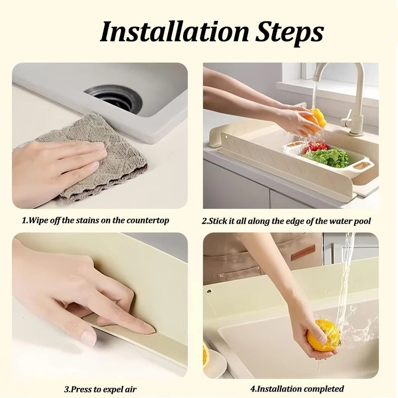 🚿💧 حاجز السيليكون الذكي ضد تسرب الماء – الحل العصري لحماية مطبخك وحمامك من الفوضى ! (TK)