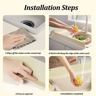 🚿💧 حاجز السيليكون الذكي ضد تسرب الماء – الحل العصري لحماية مطبخك وحمامك من الفوضى ! (TK)