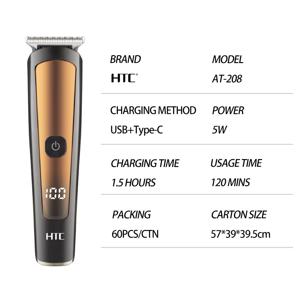 Tondeuse HTC AT-208 – Coupe-Précision, Rechargeable &amp; Portable